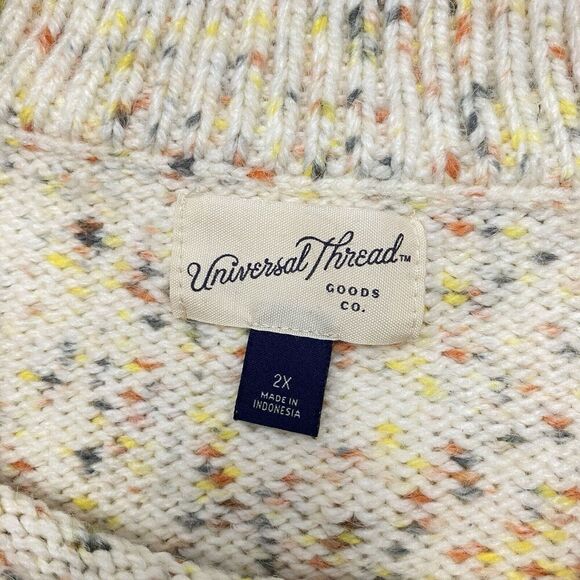 Universal Thread Confetti Ruffle Crew Neck Pullover Sweater Ivory Women's Sz 2X - Picture 5 of 12